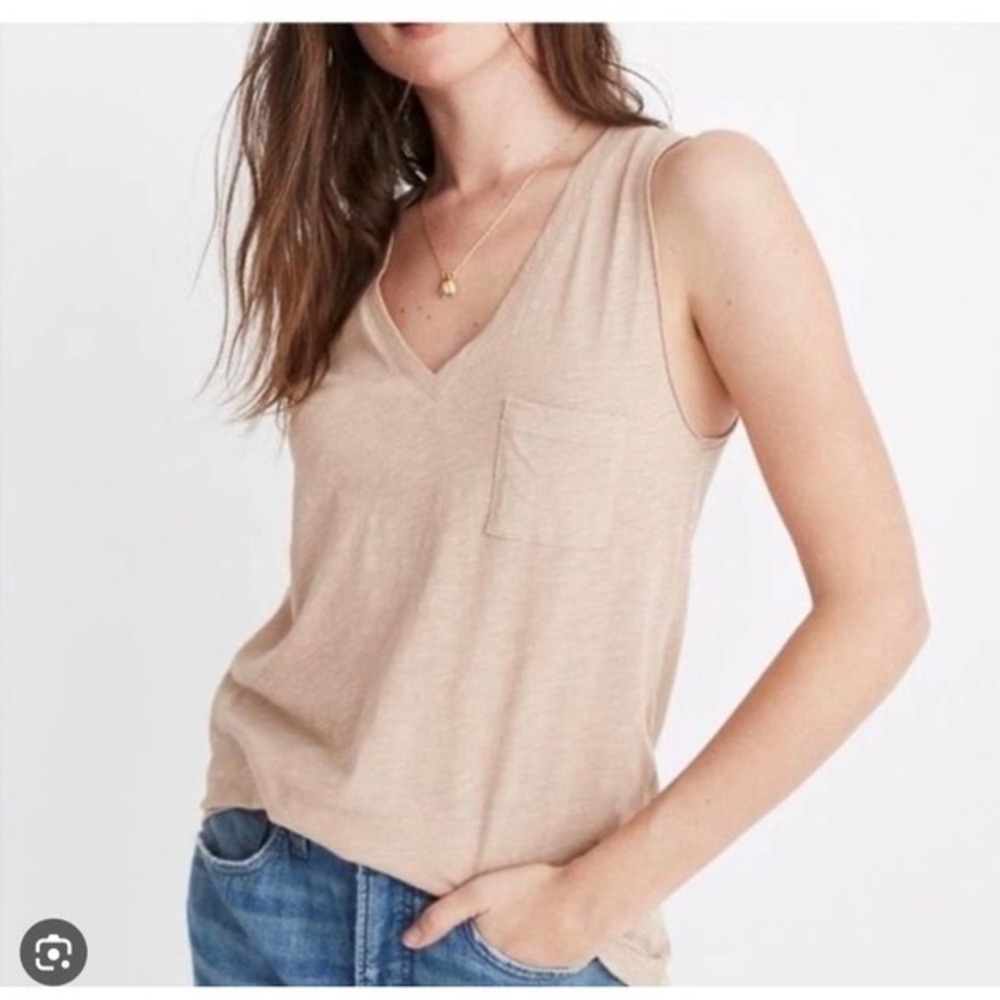 Madewell Whisper Cotton V-Neck Pocket Tank